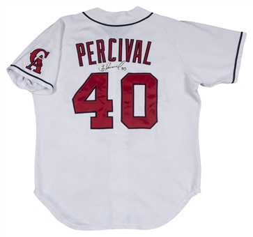 1996 Troy Percival Game Used and Signed California Angels Home Jersey (JSA) 